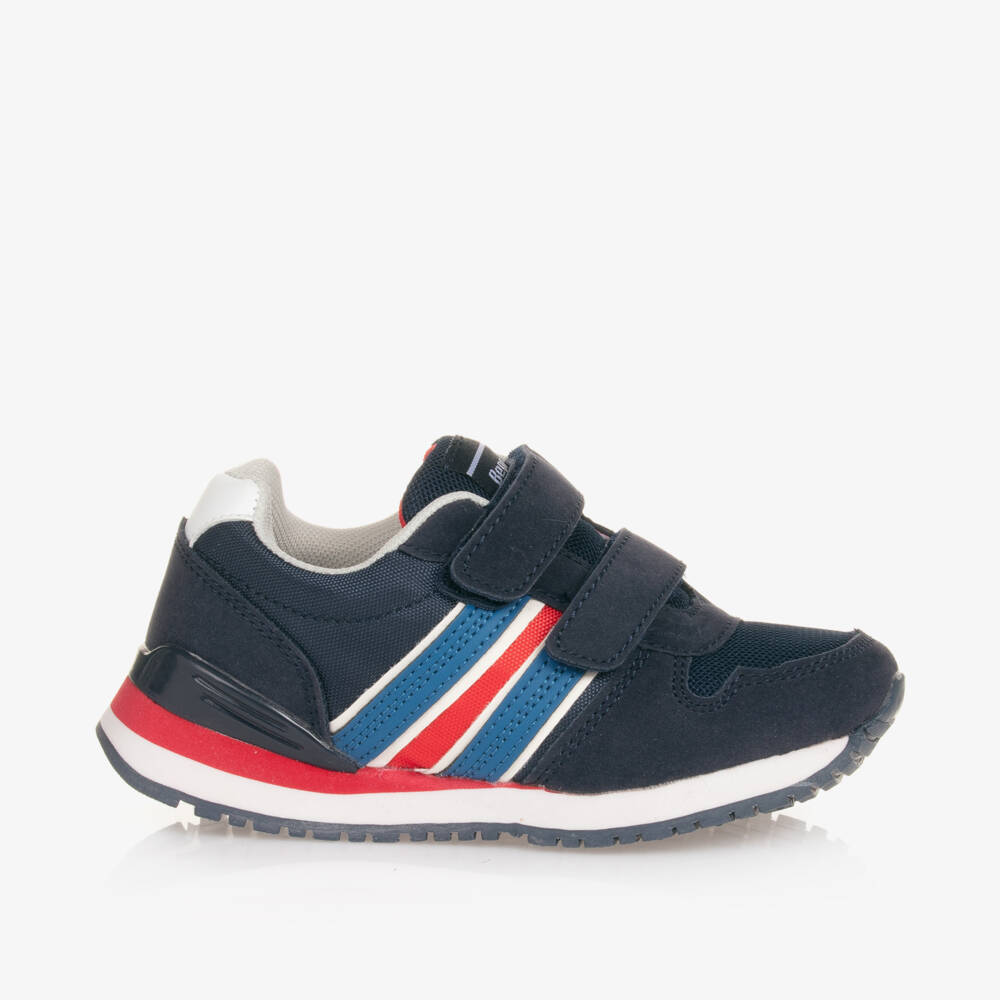 Beppi-Boys Blue Mesh Stripe Trainers | Childrensalon Outlet