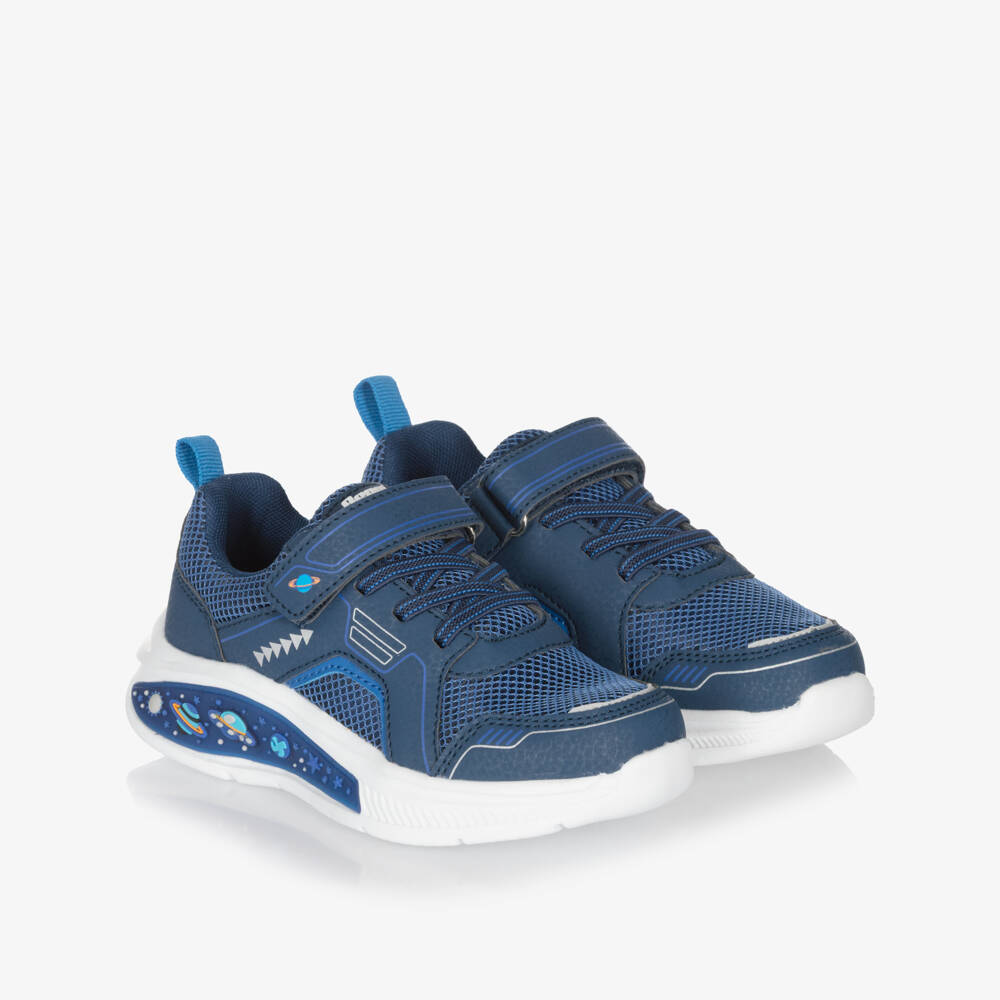 Beppi-Boys Blue Trainers with Light-Up Planets | Childrensalon Outlet
