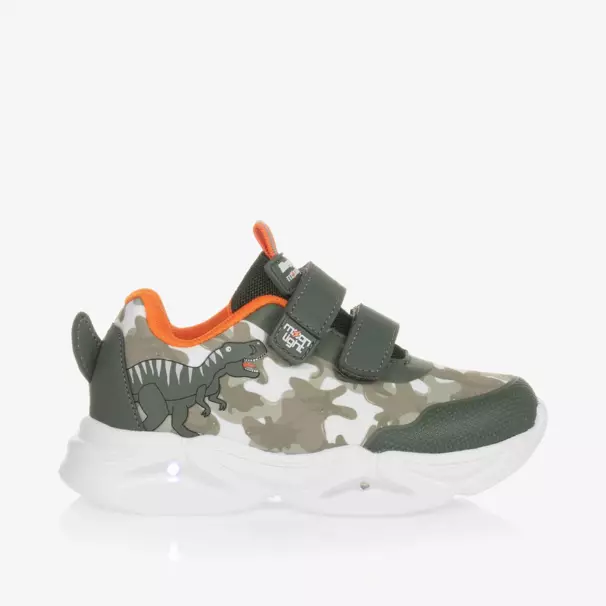 Beppi-Boys Camouflage Dino Light-Up Trainers | Childrensalon Outlet