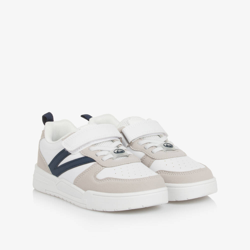 Beppi-Boys Ivory & Tan Faux Leather Sneakers | Childrensalon Outlet