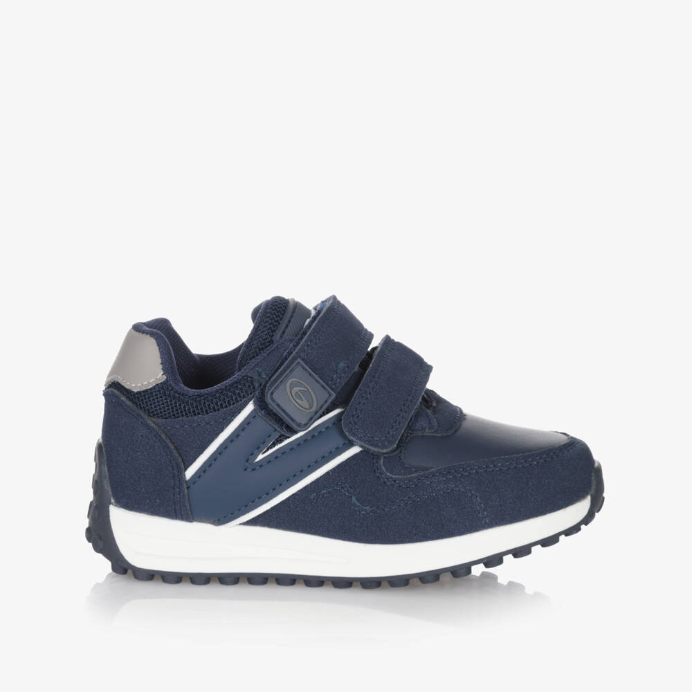 Beppi-Boys Navy Blue Faux Suede & Mesh Trainers | Childrensalon Outlet