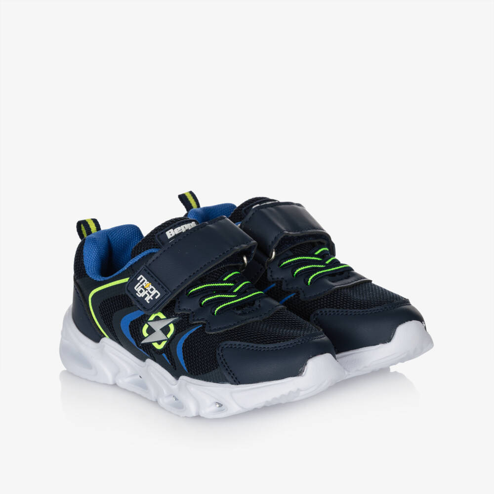 Beppi-Boys Navy Blue Light-Up Trainers | Childrensalon Outlet