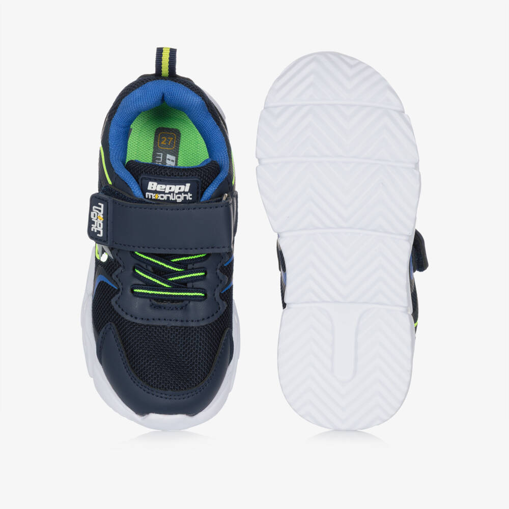 Beppi-Boys Navy Blue Light-Up Trainers | Childrensalon Outlet