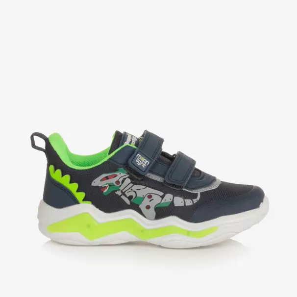 Beppi-Boys Navy Dino LED Trainers | Childrensalon Outlet
