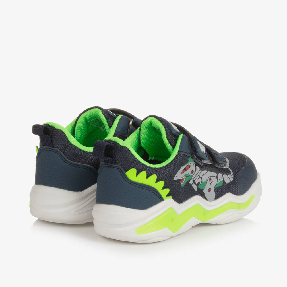 Beppi-Boys Navy Dino LED Trainers | Childrensalon Outlet