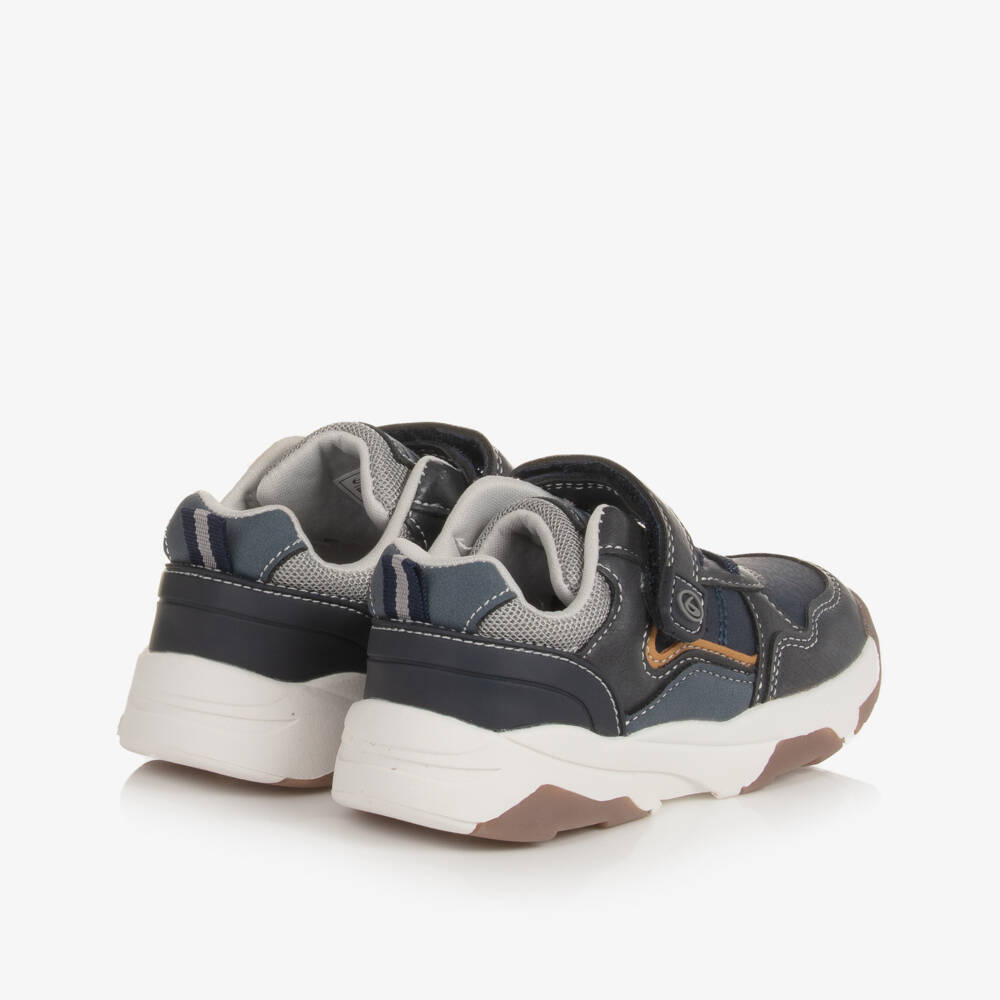 Beppi-Boys Navy Velcro Faux Leather Trainers | Childrensalon Outlet