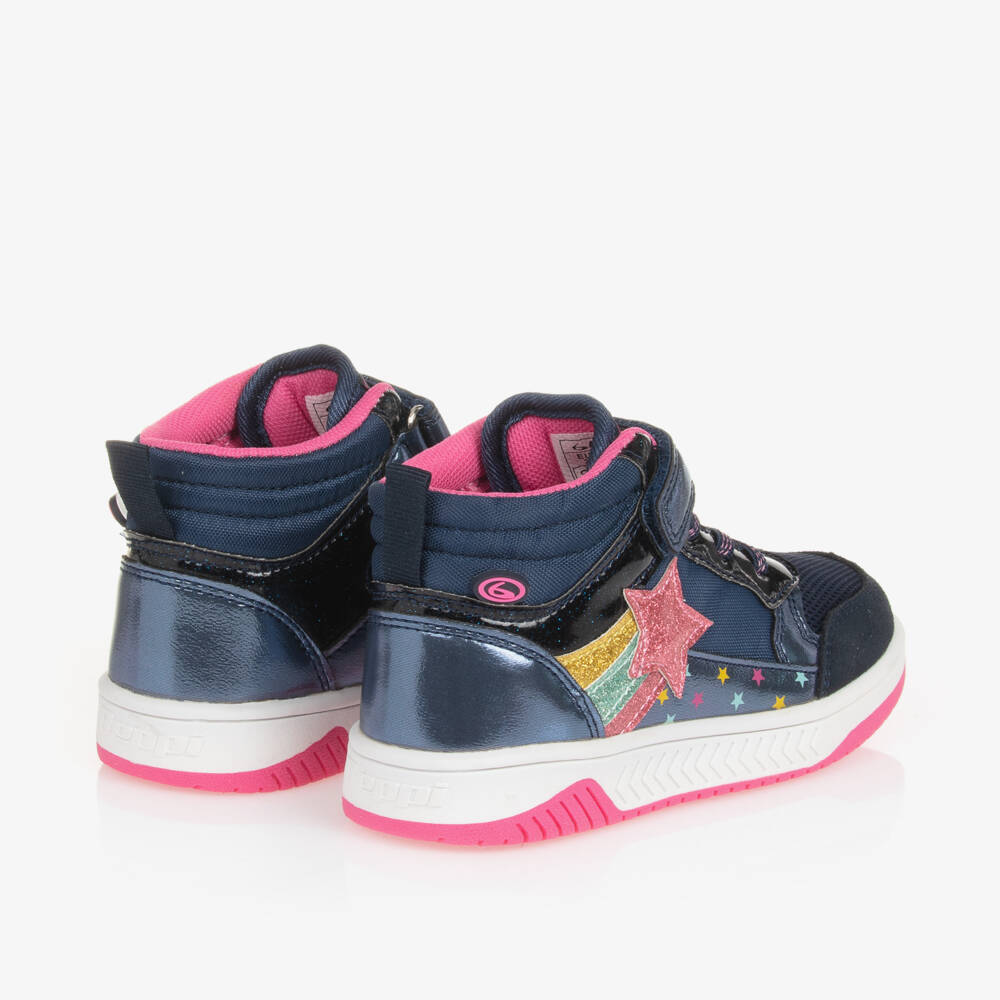Beppi-Girls Blue Velcro High-Top Sneakers | Childrensalon Outlet
