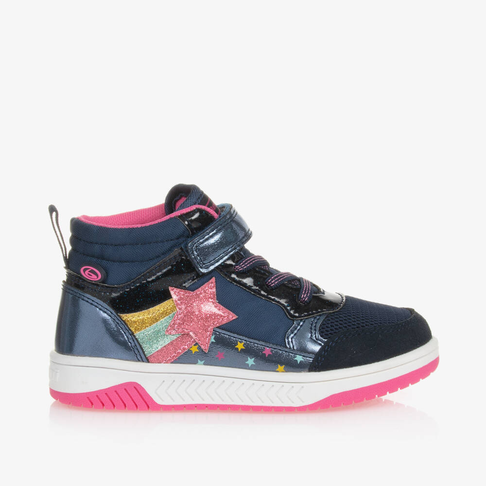 Beppi-Girls Blue Velcro High-Top Sneakers | Childrensalon Outlet