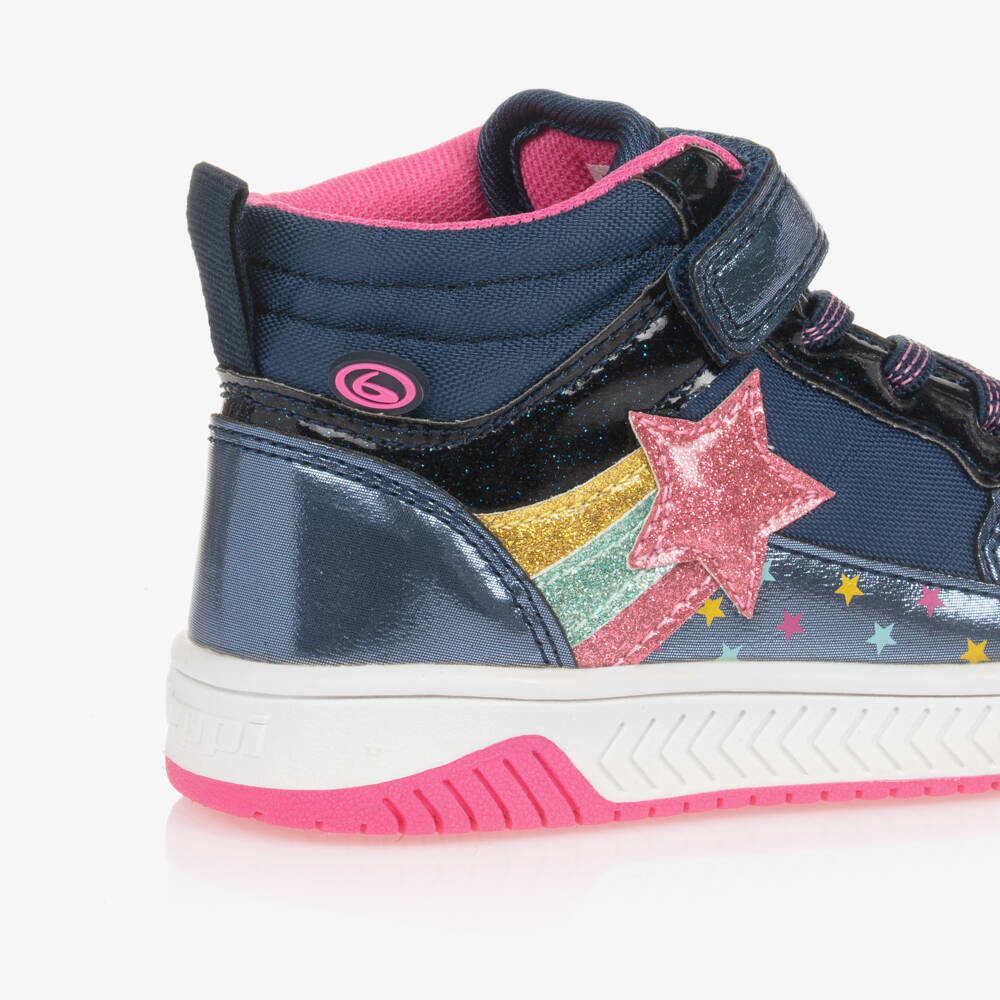 Beppi-Girls Blue Velcro High-Top Sneakers | Childrensalon Outlet