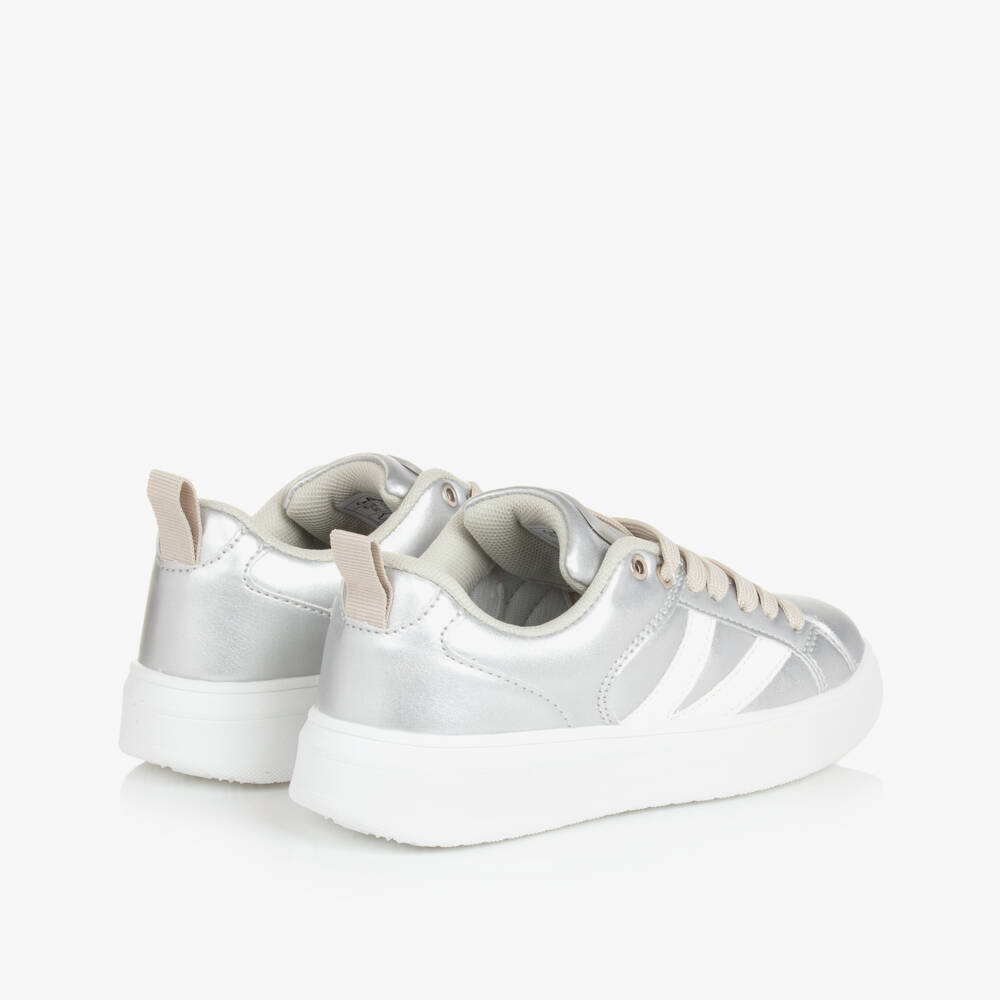 Beppi-Girls Gleaming Silver Lace-Up Sneakers | Childrensalon Outlet
