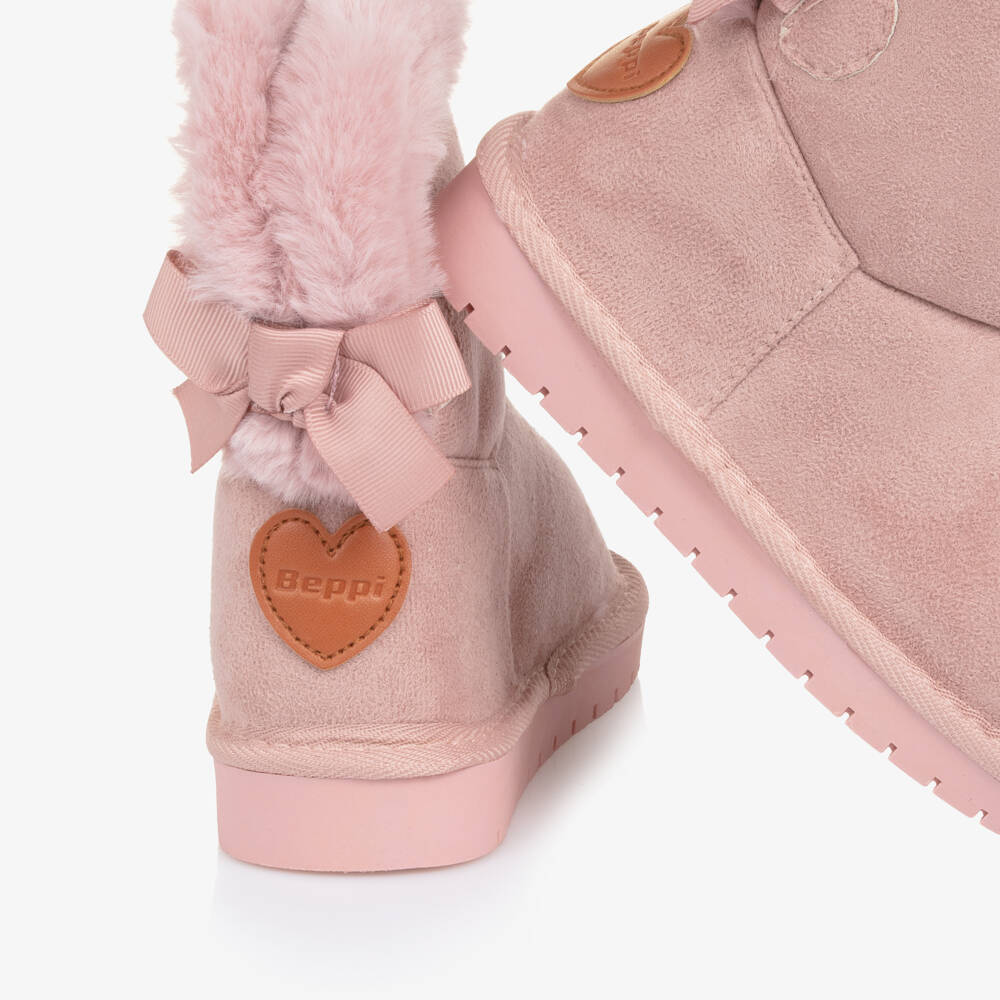 Beppi-Girls Pale Pink Faux Fur Lined Boots | Childrensalon Outlet