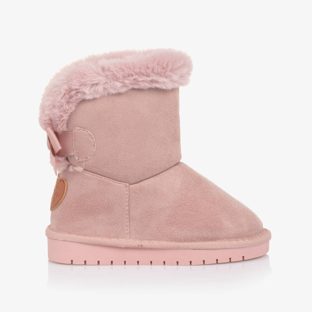 Beppi-Girls Pale Pink Faux Fur Lined Boots | Childrensalon Outlet