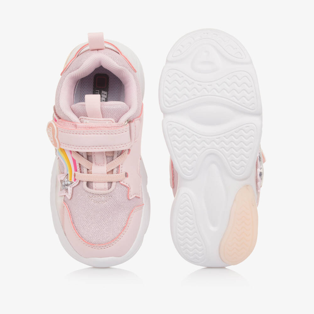 Beppi-Girls Pink Mesh Rainbow Light-Up Trainers | Childrensalon Outlet