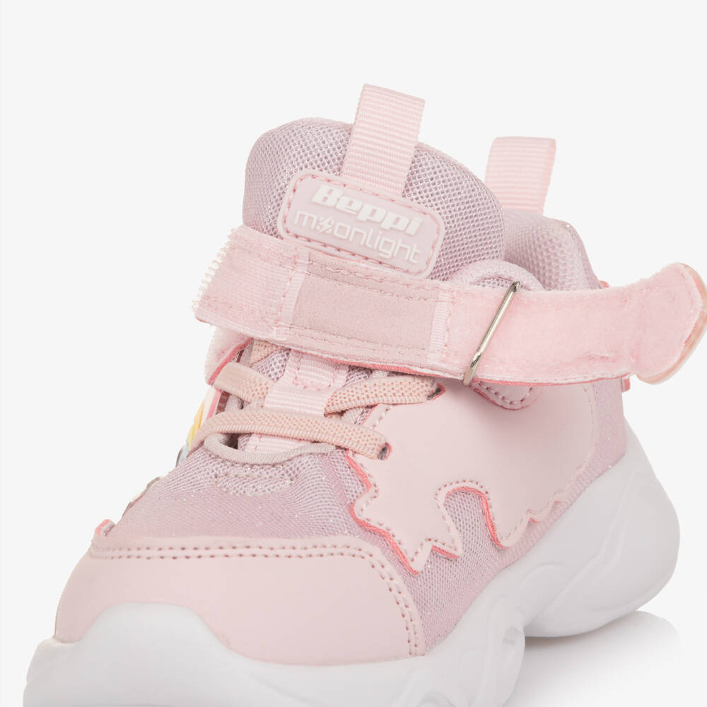 Beppi-Girls Pink Mesh Rainbow Light-Up Trainers | Childrensalon Outlet