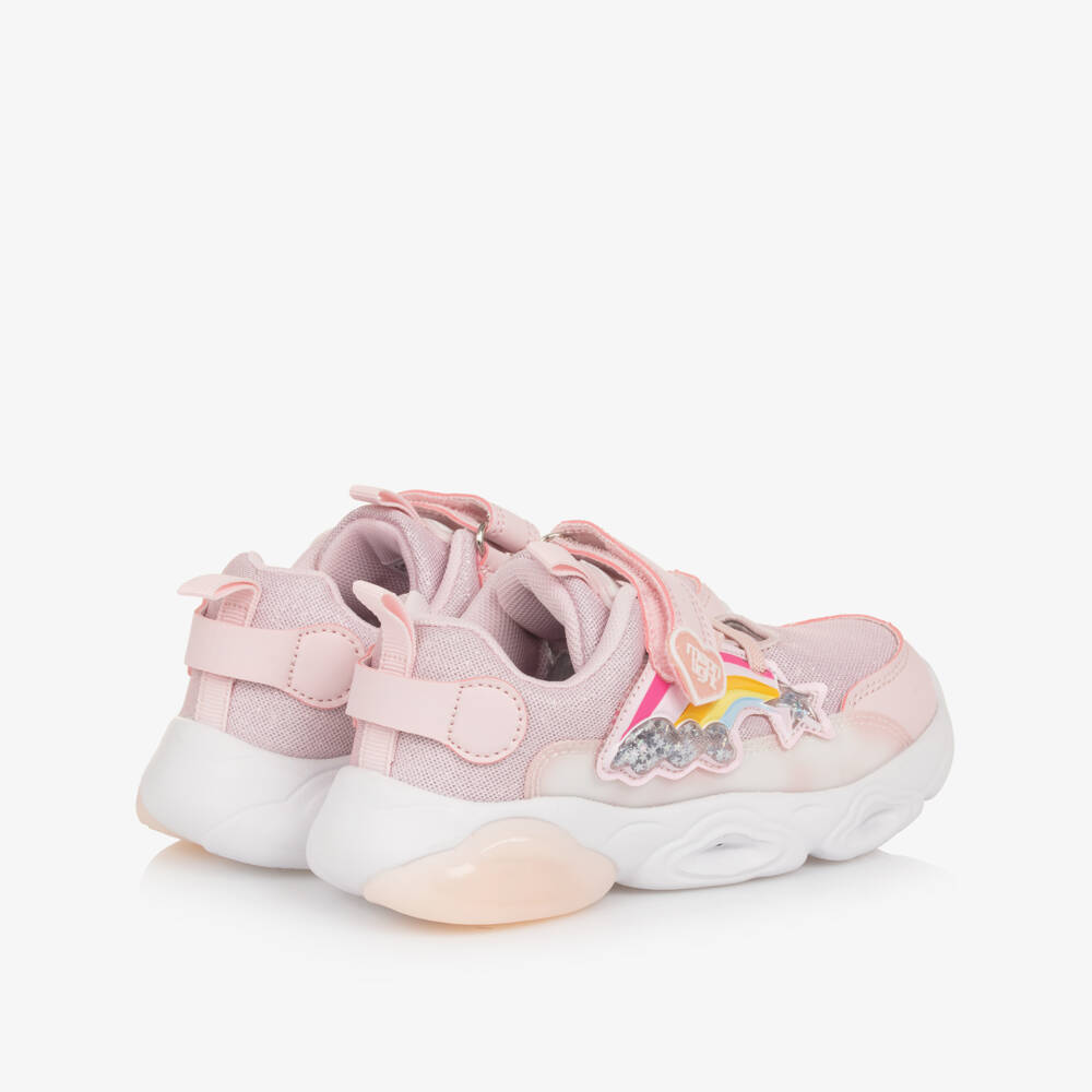 Beppi-Girls Pink Mesh Rainbow Light-Up Trainers | Childrensalon Outlet