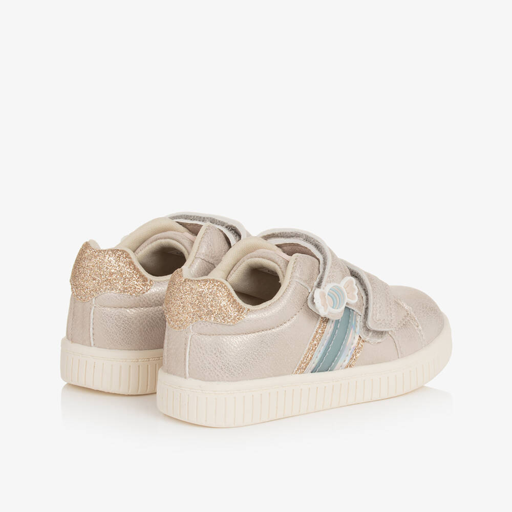 Beppi-Girls Shimmering Gold Velcro Sneakers | Childrensalon Outlet