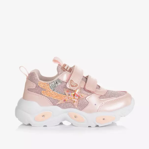 Beppi-Girls Shimmering Pink Light-Up Sneakers | Childrensalon Outlet