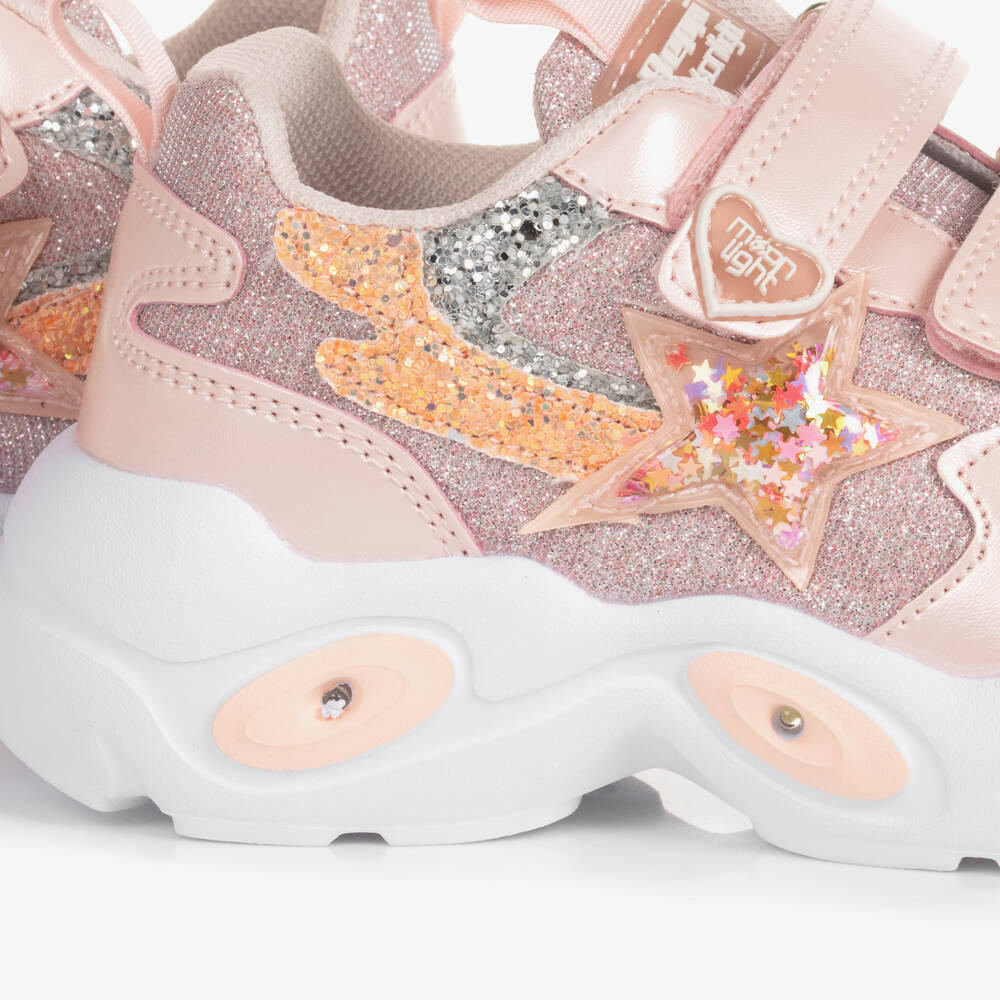 Beppi-Girls Shimmering Pink Light-Up Sneakers | Childrensalon Outlet