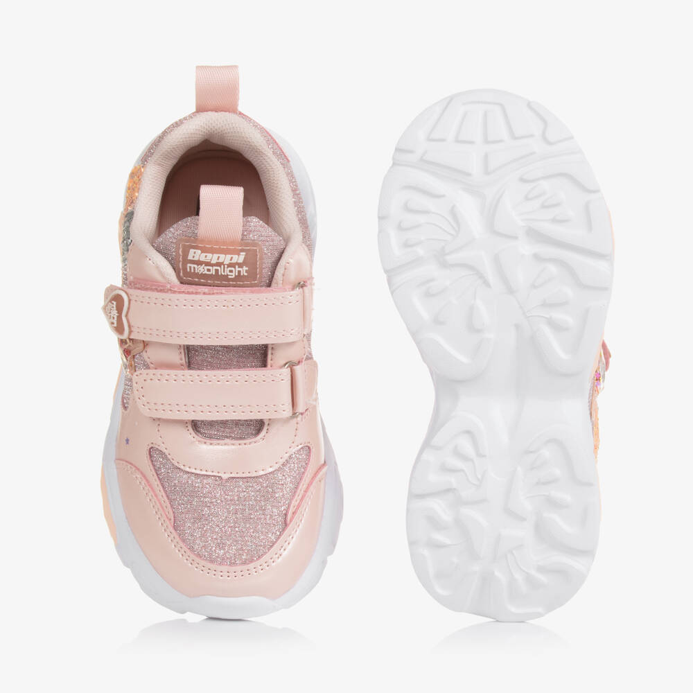Beppi-Girls Shimmering Pink Light-Up Sneakers | Childrensalon Outlet