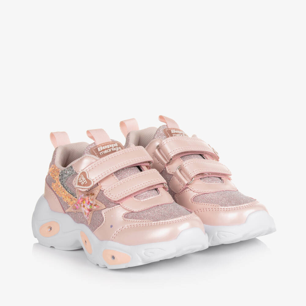Beppi-Girls Shimmering Pink Light-Up Sneakers | Childrensalon Outlet