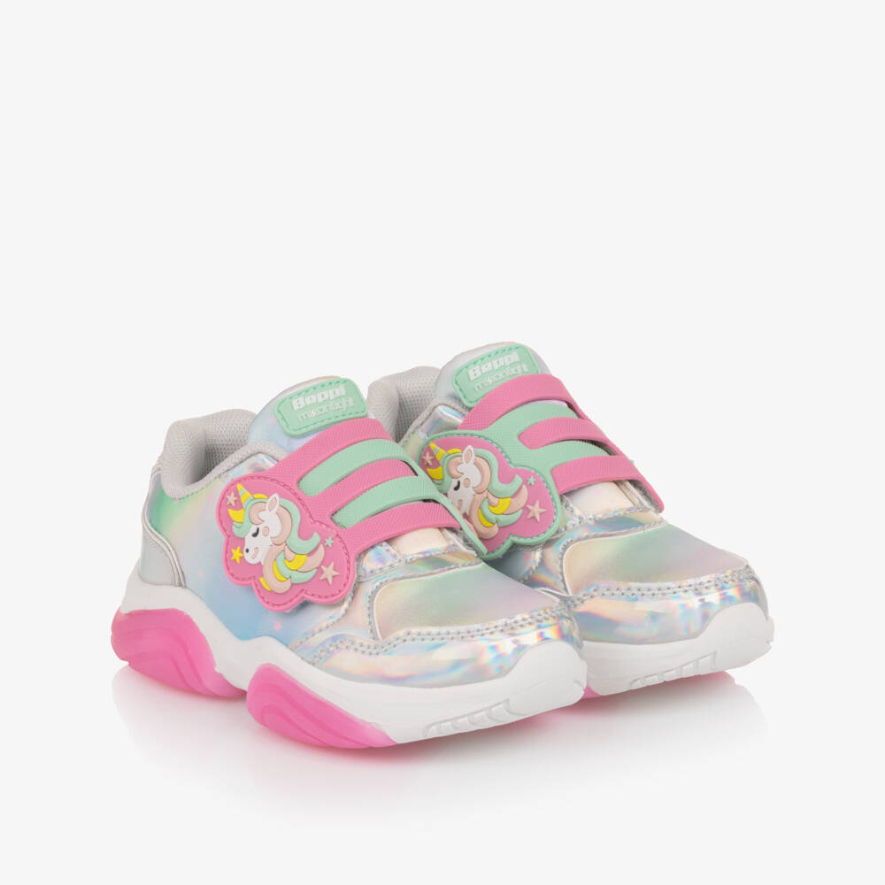Beppi-Girls Silver Light-Up Unicorn Trainers | Childrensalon Outlet