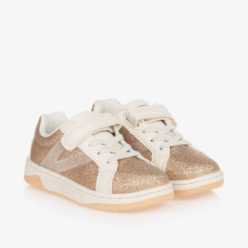 Beppi-Girls Sparkling Gold Velcro Trainers | Childrensalon Outlet