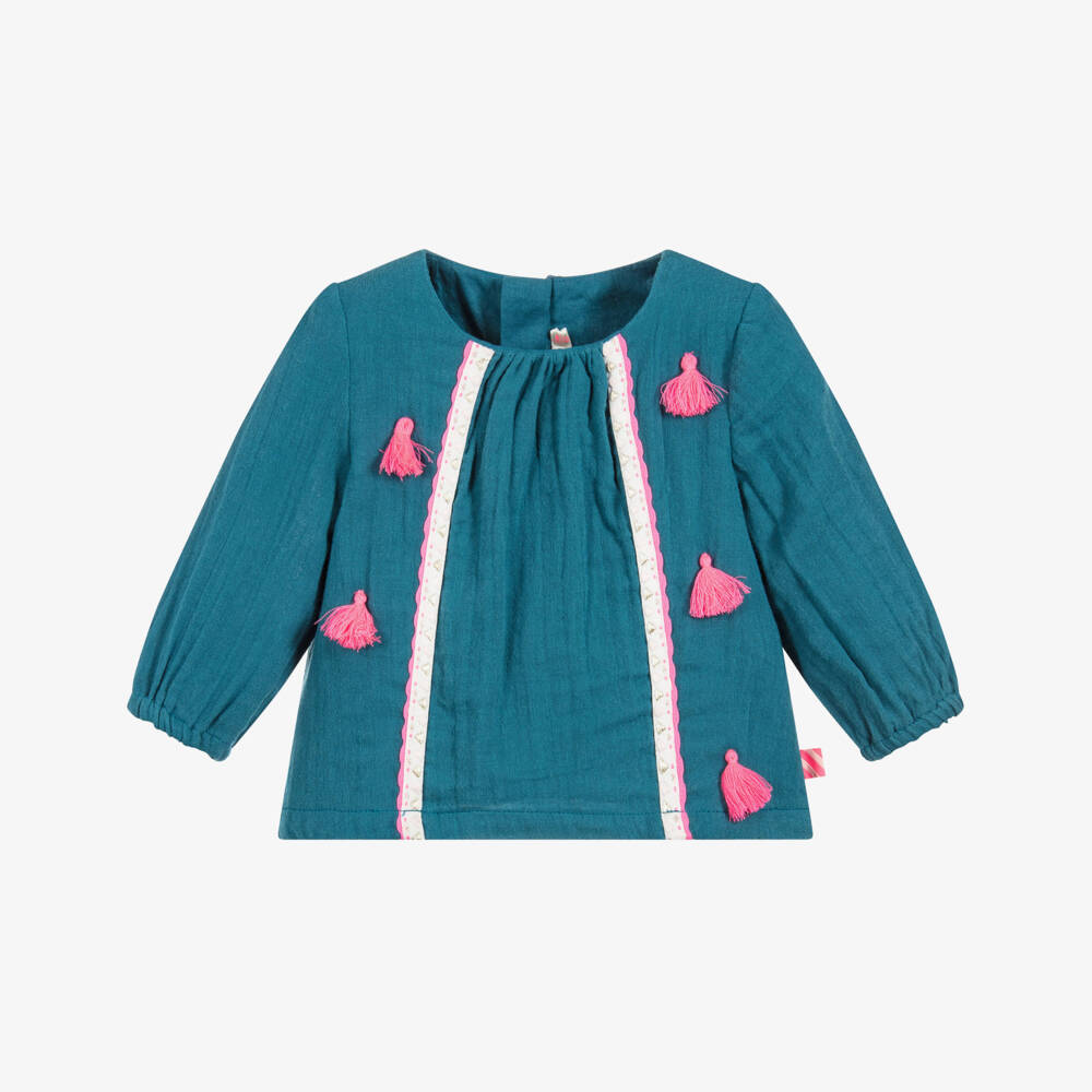 Billieblush-Baby Girls Blue Cotton Blouse | Childrensalon Outlet