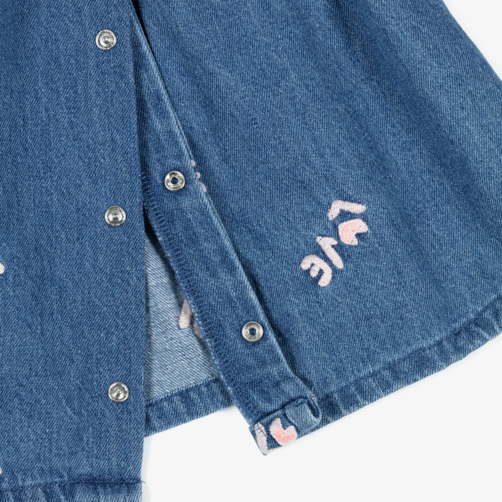 Billieblush-فستان دنيم أزرق مطرز للبنات | Childrensalon Outlet