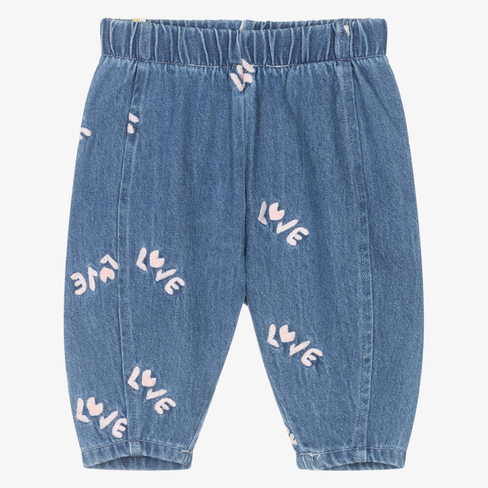 Billieblush-Baby Girls Embroidered Blue Denim Jeans | Childrensalon Outlet