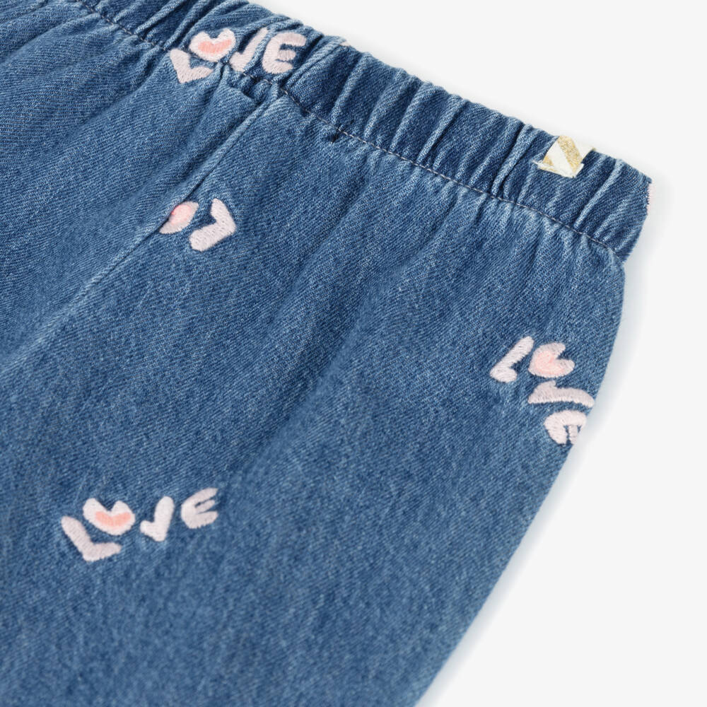 Billieblush-Baby Girls Embroidered Blue Denim Jeans | Childrensalon Outlet