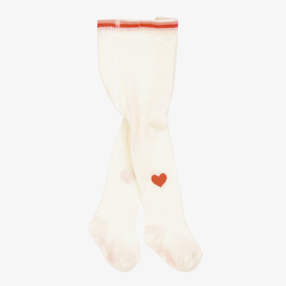 Billieblush-Baby Girls Ivory Heart Motif Tights | Childrensalon Outlet