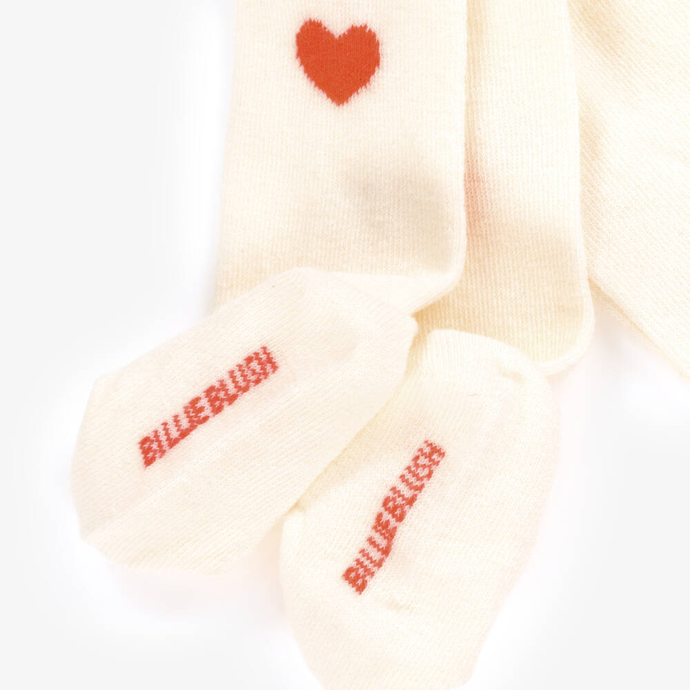 Billieblush-Baby Girls Ivory Heart Motif Tights | Childrensalon Outlet