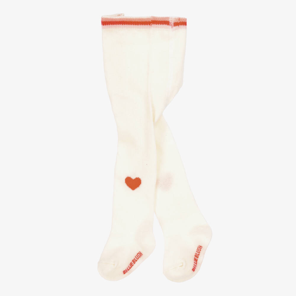 Billieblush-Baby Girls Ivory Heart Motif Tights | Childrensalon Outlet