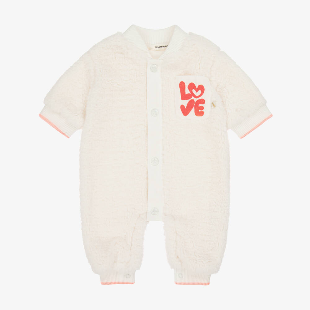 Billieblush-Baby Girls Ivory Teddy Fleece Romper | Childrensalon Outlet
