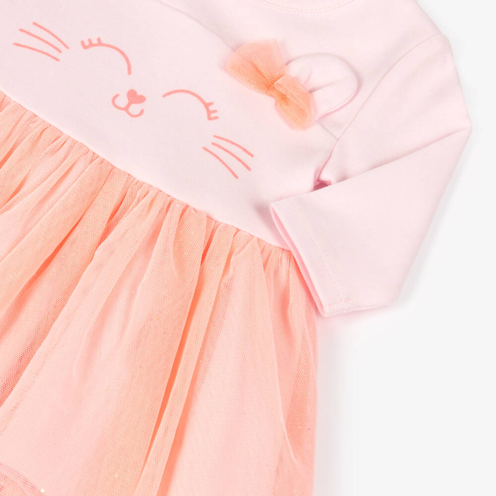 Billieblush-طقم فستان تول وردي للبنات مع قطة | Childrensalon Outlet