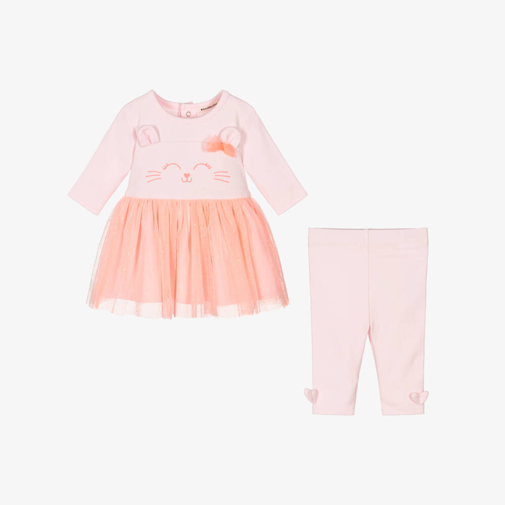 Billieblush-طقم فستان تول وردي للبنات مع قطة | Childrensalon Outlet