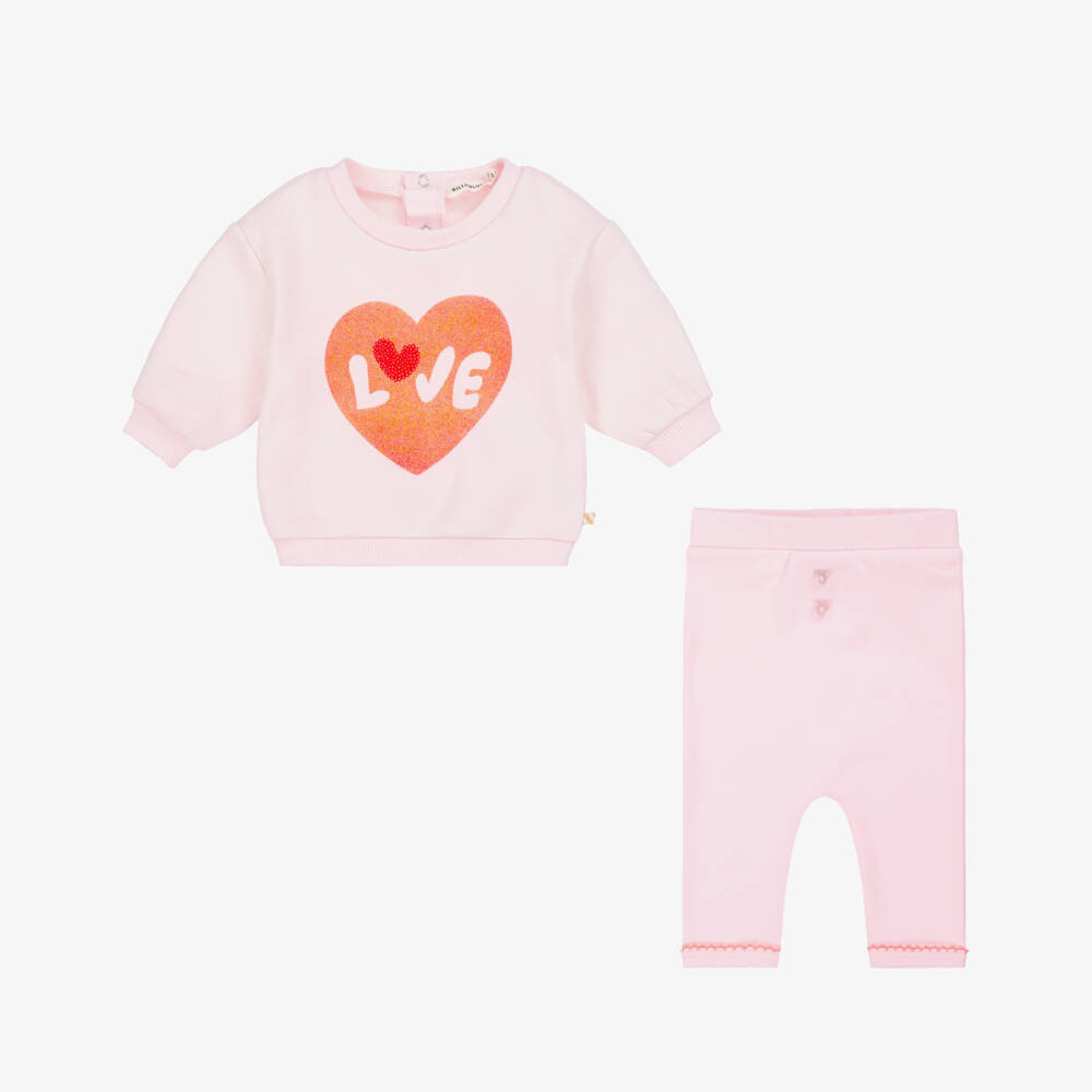 Billieblush-Baby Girls Pink Jersey Love Heart Leggings Set | Childrensalon Outlet
