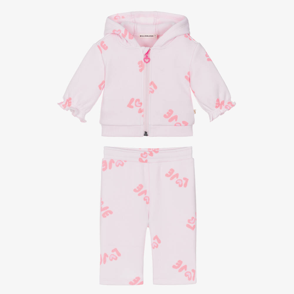 Billieblush-Baby Girls Pink Love Print Tracksuit | Childrensalon Outlet