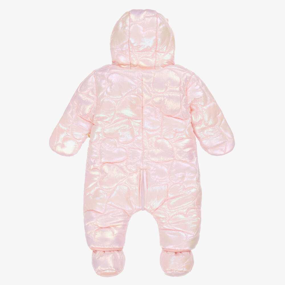 Billieblush-Baby Girls Pink Quilted Heart Snowsuit | Childrensalon Outlet