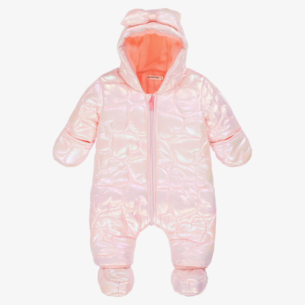 Billieblush-Baby Girls Pink Quilted Heart Snowsuit | Childrensalon Outlet