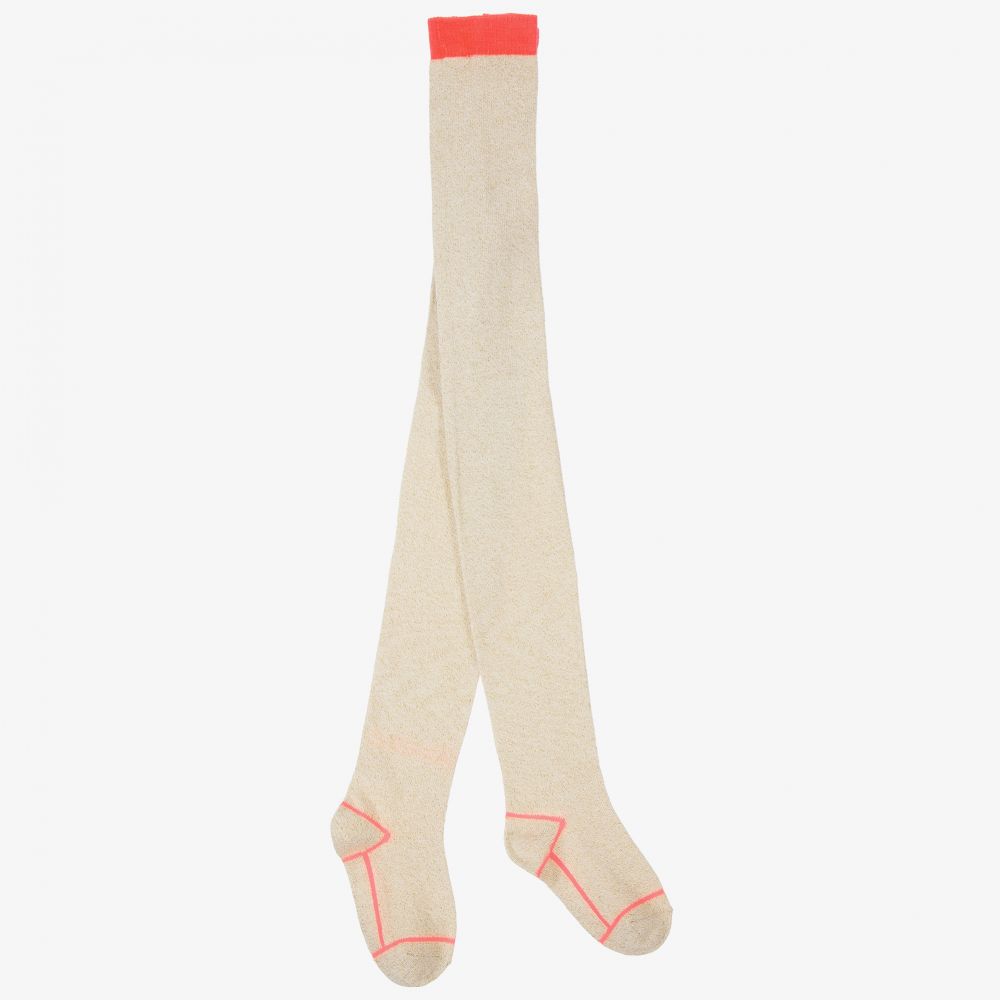 Billieblush-Beige & Sparkly Gold Tights | Childrensalon Outlet
