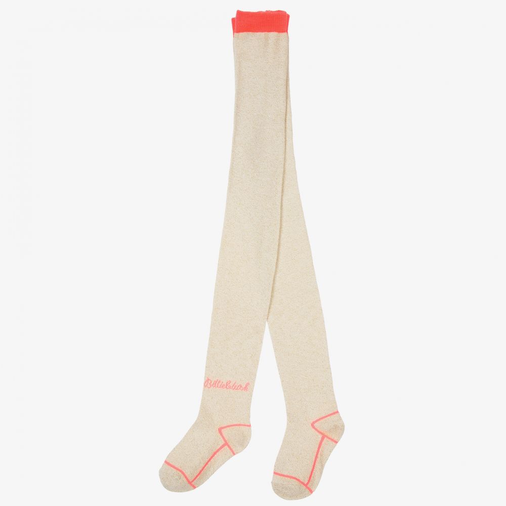 Billieblush - Beige & Sparkly Gold Tights | Childrensalon