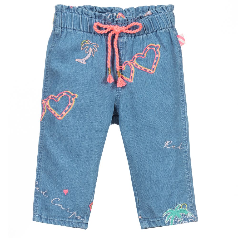 Billieblush - Blue Cotton Chambray Trousers | Childrensalon