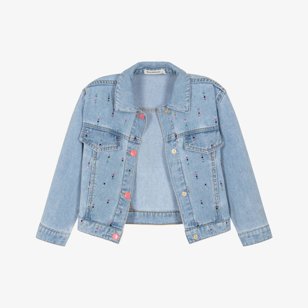 Billieblush-Джинсовая куртка с синими стразами | Childrensalon Outlet