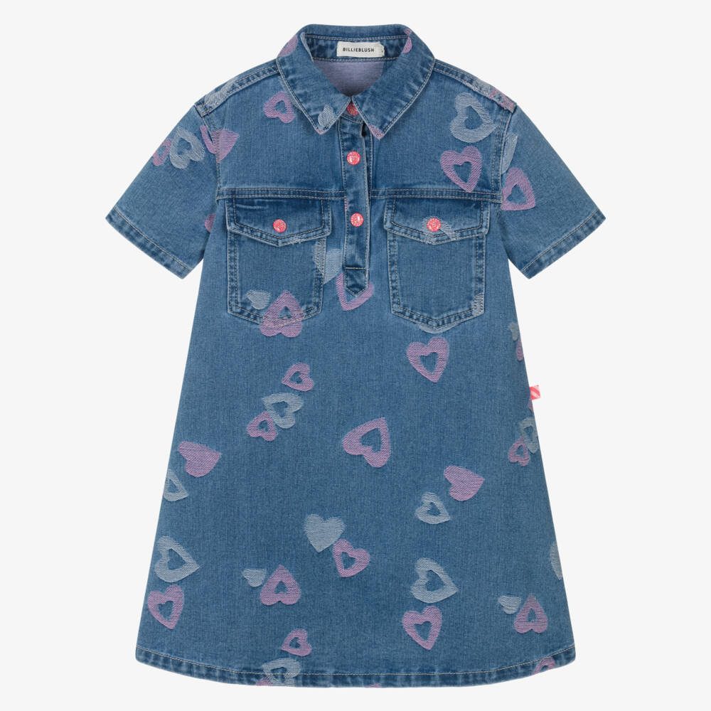 Billieblush-Blue Denim Heart Dress | Childrensalon Outlet