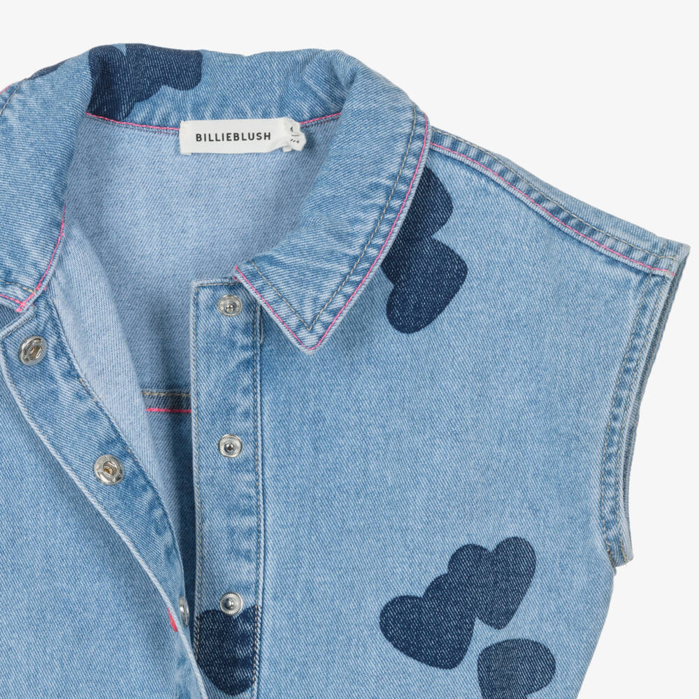 Billieblush-Синий джинсовый комбинезон с сердечками для девочек | Childrensalon Outlet