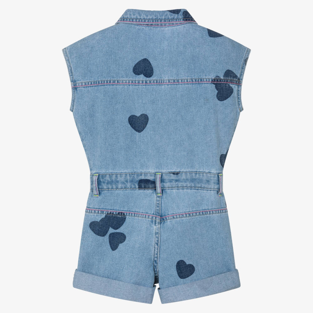 Billieblush-Синий джинсовый комбинезон с сердечками для девочек | Childrensalon Outlet