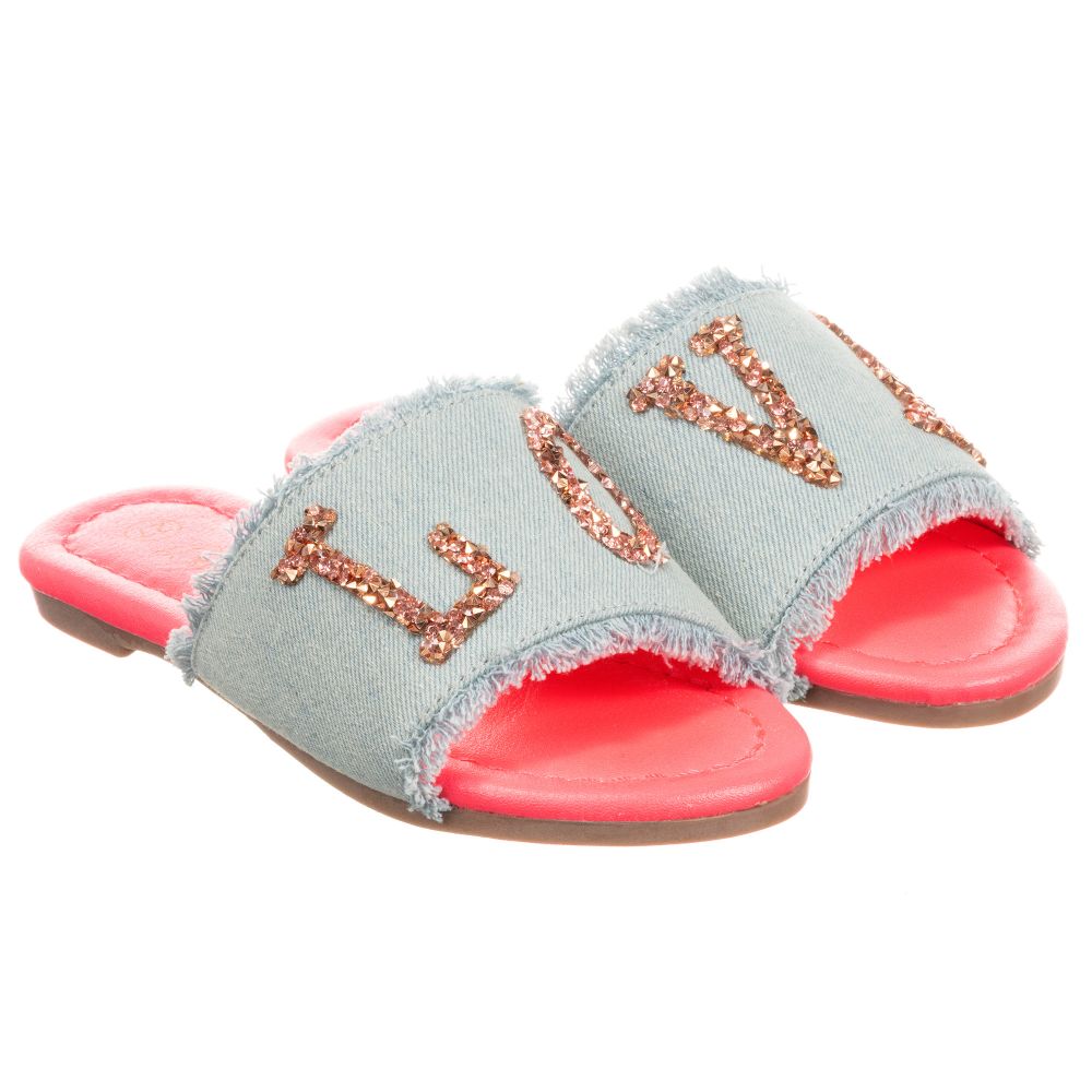 Billieblush - Blue Denim & Pink Sliders | Childrensalon