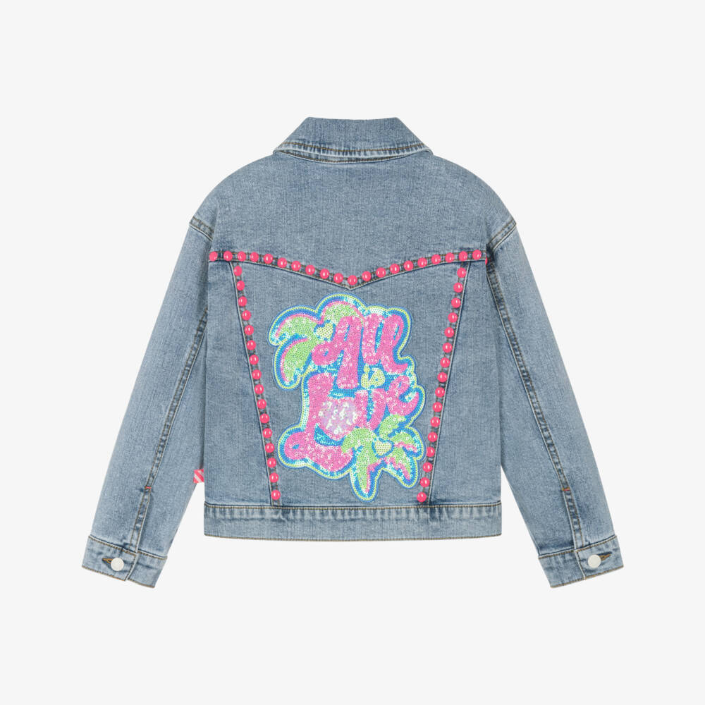 Billieblush-Джинсовая куртка с пайетками сзади синяя | Childrensalon Outlet