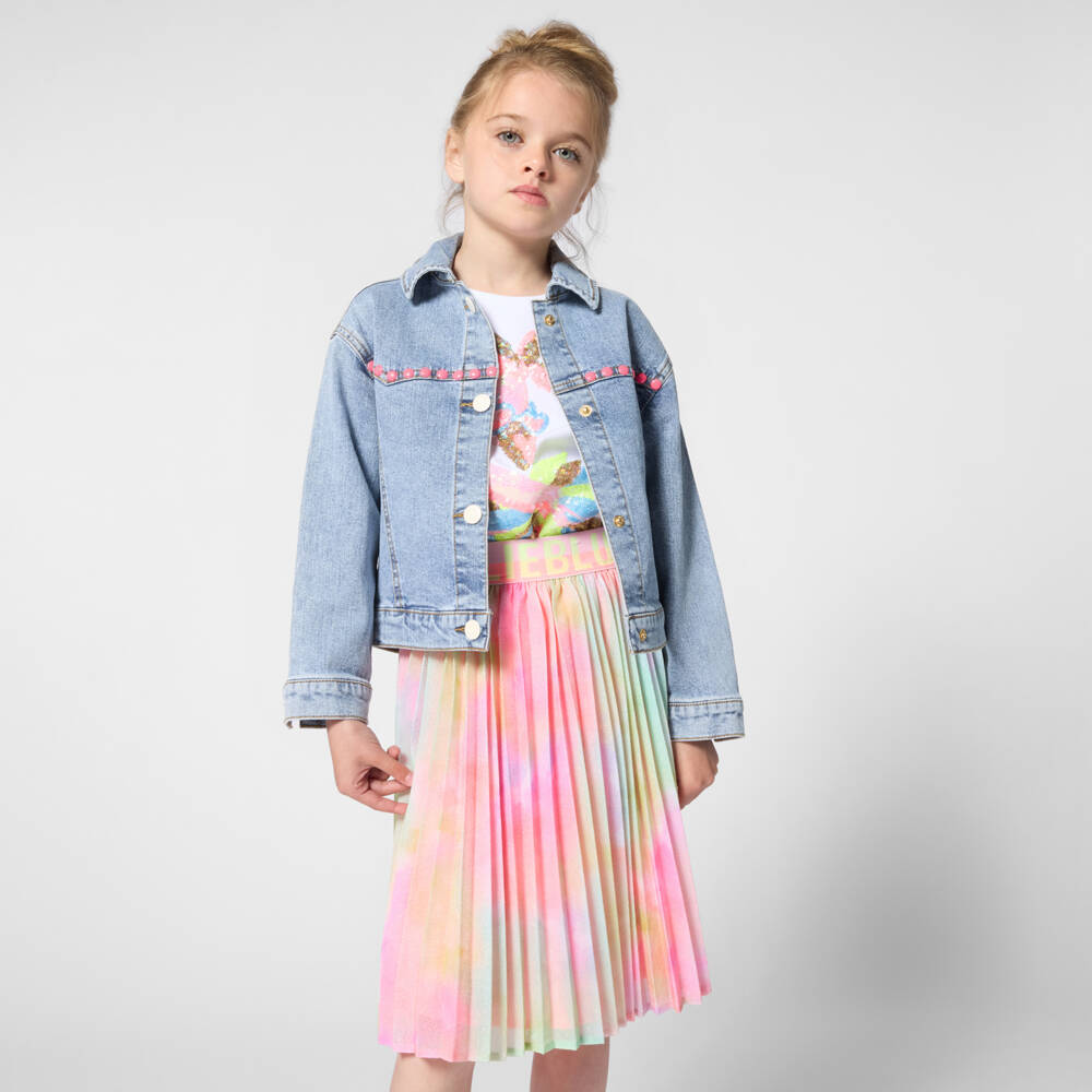 Billieblush-Джинсовая куртка с пайетками сзади синяя | Childrensalon Outlet